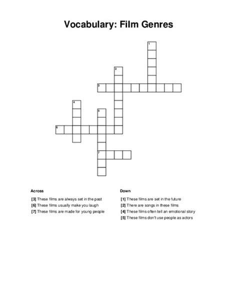 film genre crossword clue|Film genre Crossword Clue: 12 Answers with 4